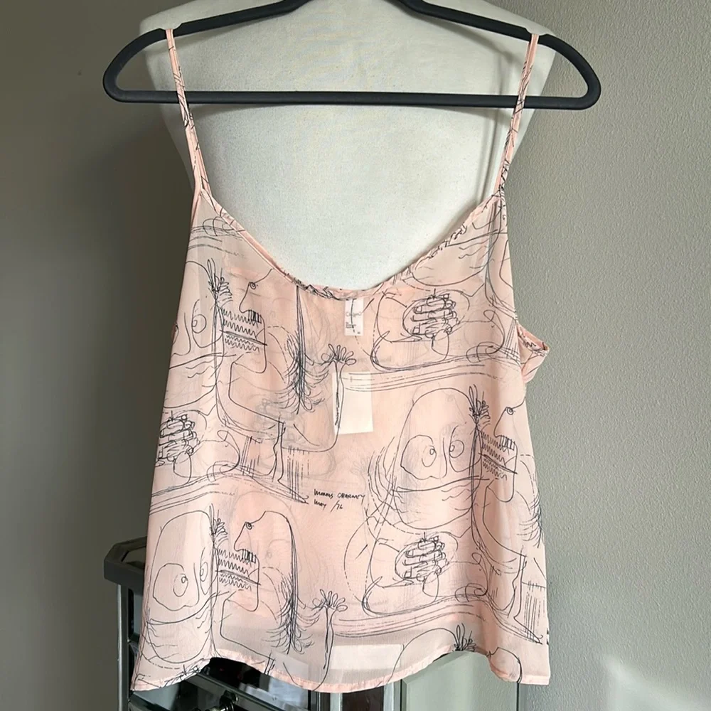American Apparel | Womens Chiffon Morris Charney 1976 Sketch Cami Tank - Size M - Picture 4 of 9